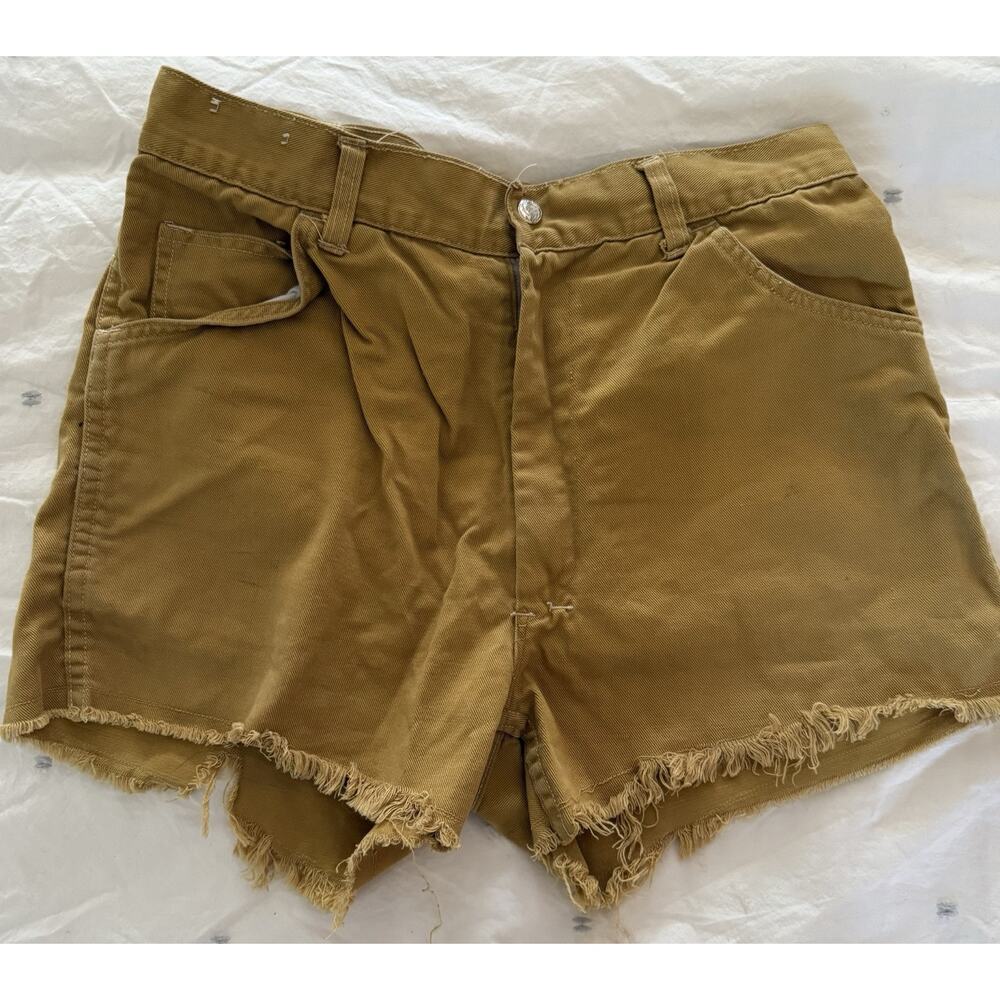 Vintage 1970’s Topps Hong Kong Size 34 Women's Cut Off Yellow Shorts 70s Surfer